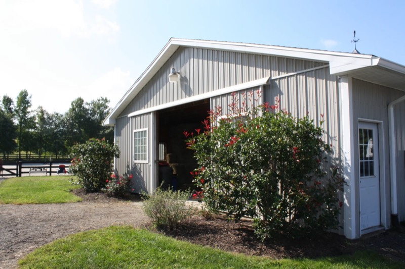 The barn and paddocks at Nimble Creek Farm